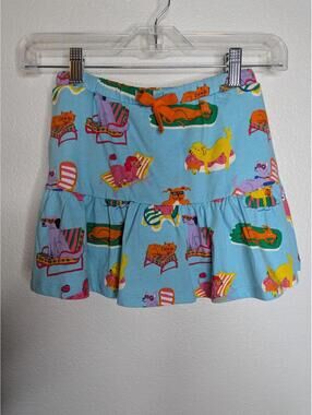 Mini Boden Blue Animal Print Skort Size 6–7Y Built-In Shorts Play Skirt NWT